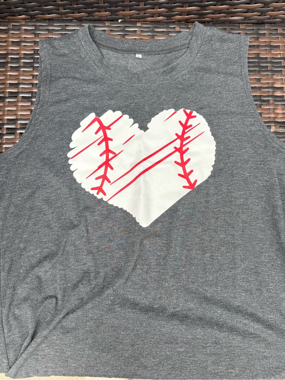 Gray Tank Top with Baseball Heart Graphic